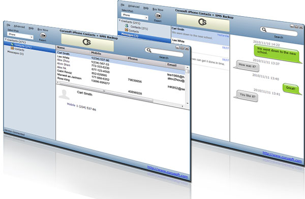 Cucusoft iPhone Contacts + SMS Backup screen shot