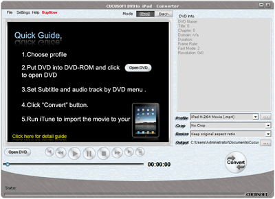 Cucusoft DVD to iPad Converter is the easiest-to-use DVD to iPad  converter.